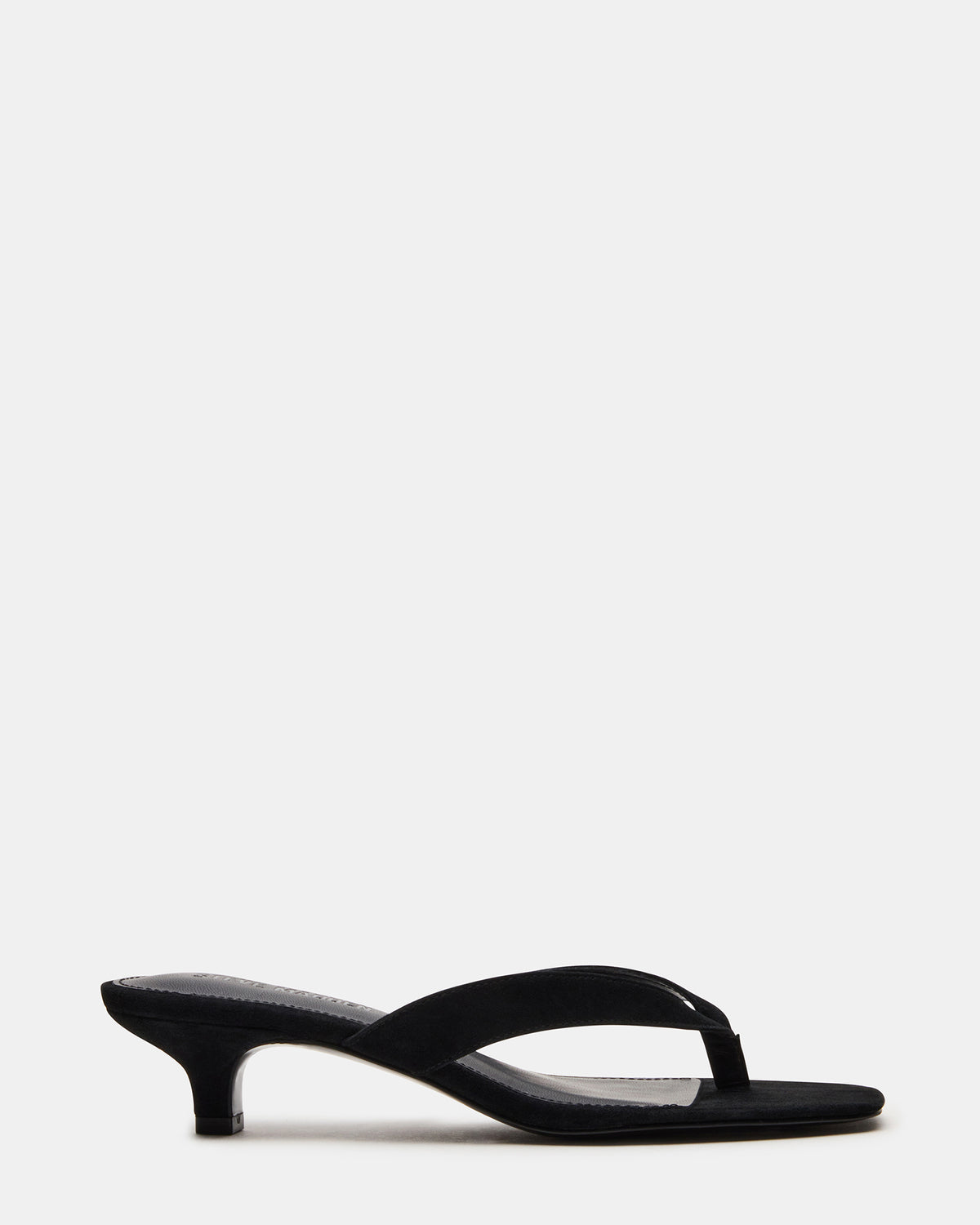 TRACIE Black Suede Thong Strap Women's Kitten Heel - Steve Madden