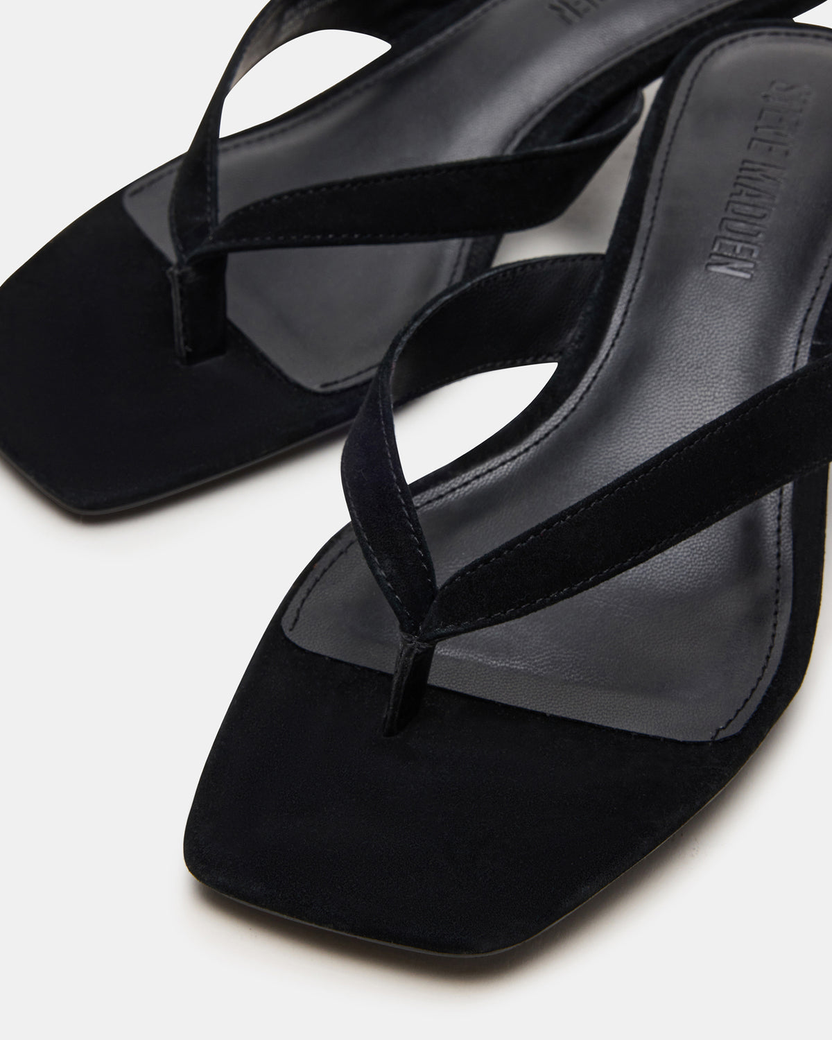 TRACIE Black Suede Thong Strap Women's Kitten Heel - Steve Madden