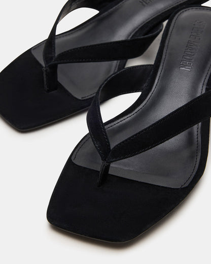 TRACIE Black Suede Thong Strap Women's Kitten Heel - Steve Madden