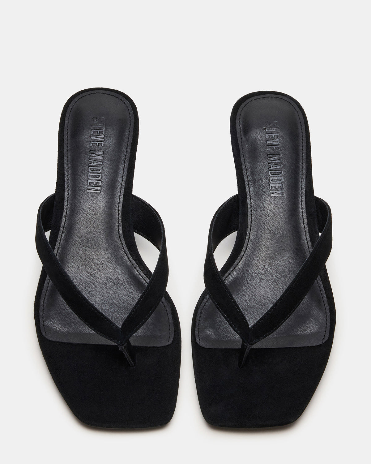 TRACIE Black Suede Thong Strap Women's Kitten Heel - Steve Madden