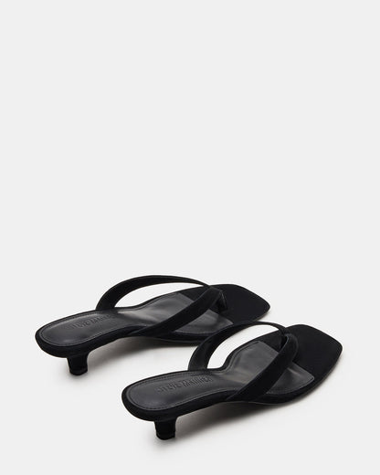 TRACIE Black Suede Thong Strap Women's Kitten Heel - Steve Madden