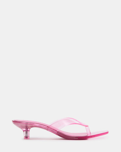 TRACIE Jelly Pink Thong Strap Women's Kitten Heel - Steve Madden