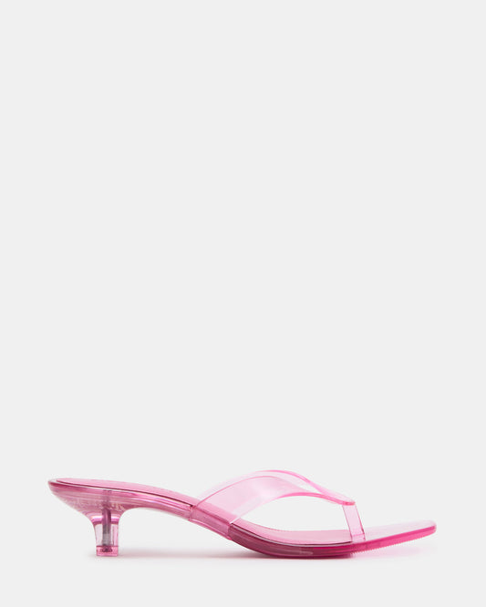 TRACIE Jelly Pink Thong Strap Women's Kitten Heel - Steve Madden