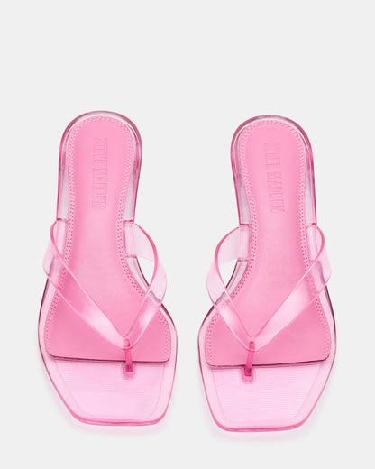 TRACIE Jelly Pink Thong Strap Women's Kitten Heel - Steve Madden