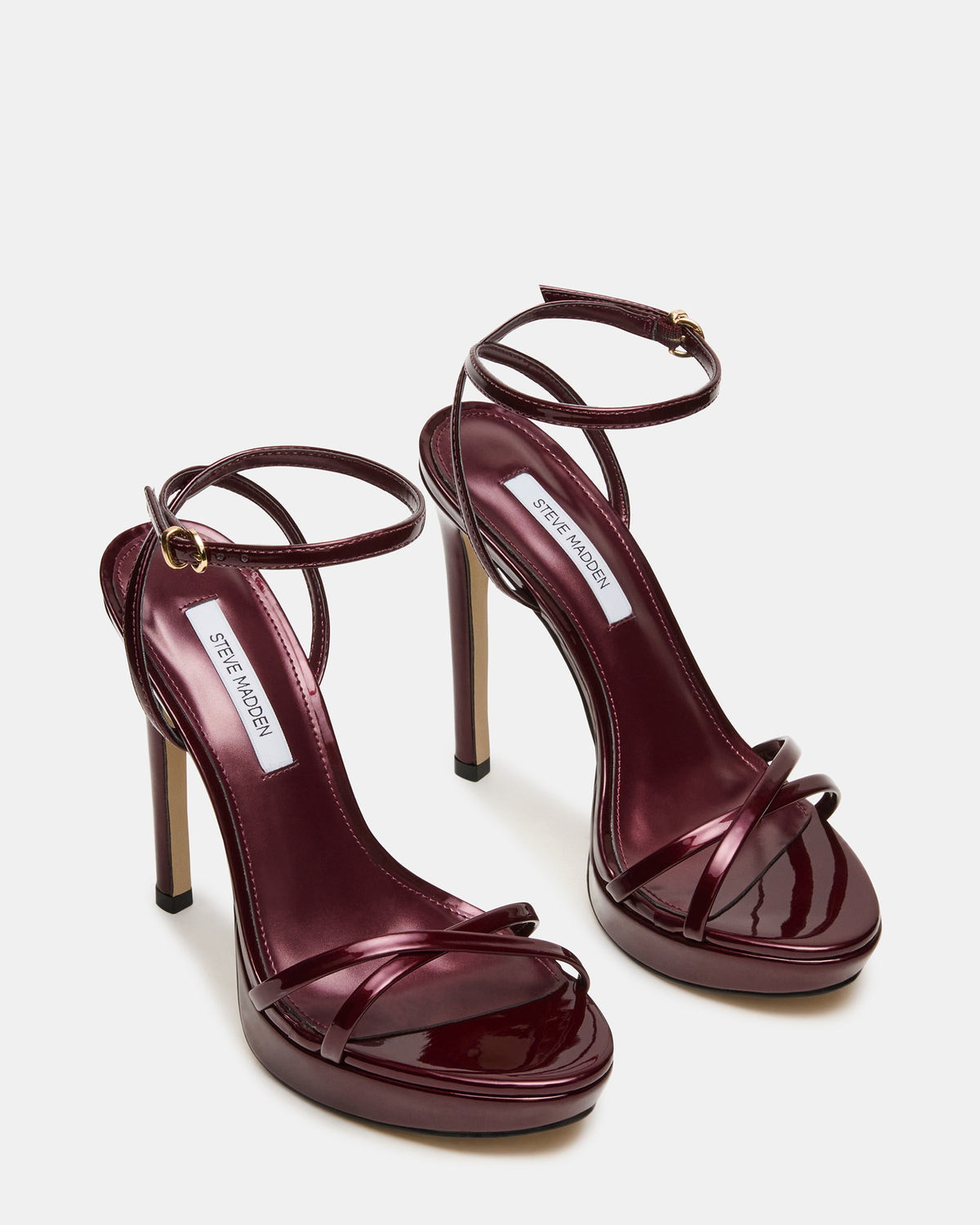 JUNI Cherry Pearl Criss Cross Stiletto Ankle Strap Women's Heel - Steve Madden