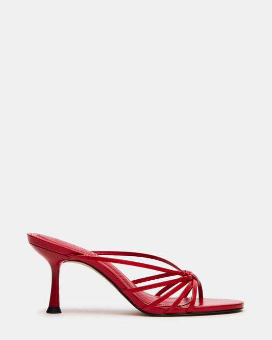 EDNA Red Leather Strappy Mule Women's Heel - Steve Madden
