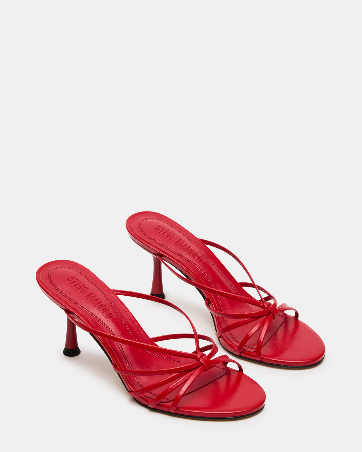 EDNA Red Leather Strappy Mule Women's Heel - Steve Madden