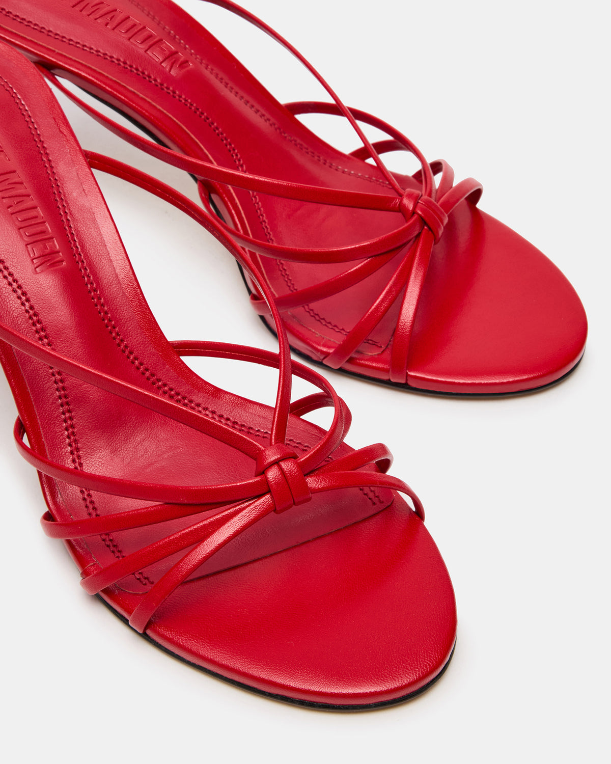 EDNA Red Leather Strappy Mule Women's Heel - Steve Madden