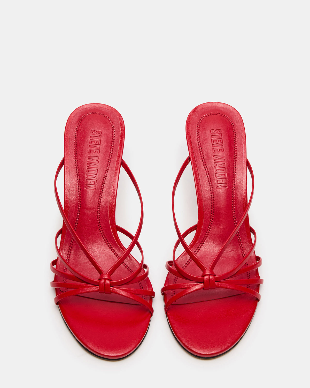 EDNA Red Leather Strappy Mule Women's Heel - Steve Madden