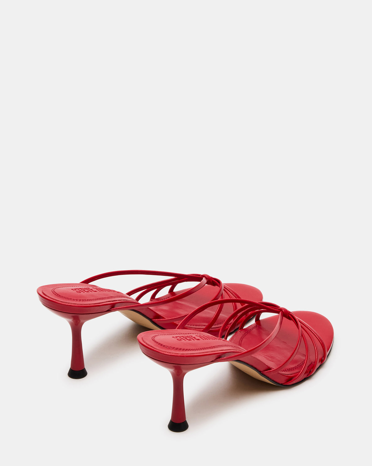 EDNA Red Leather Strappy Mule Women's Heel - Steve Madden
