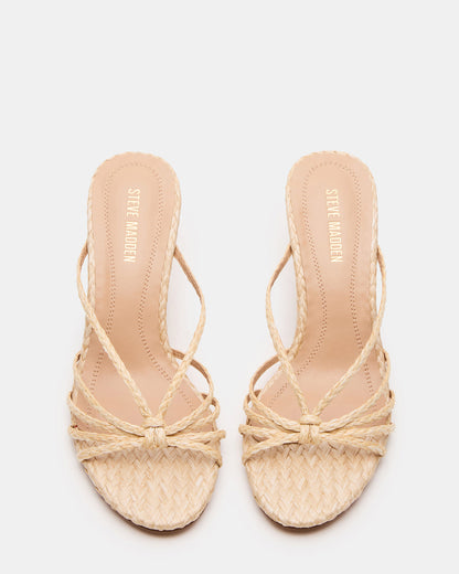 EDNA Natural Raffia Strappy Mule Women's Heel - Steve Madden