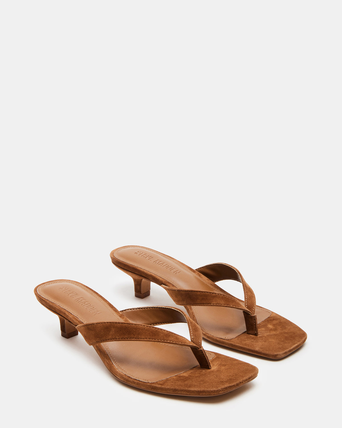 TRACIE Chestnut Suede Thong Strap Women's Kitten Heel - Steve Madden
