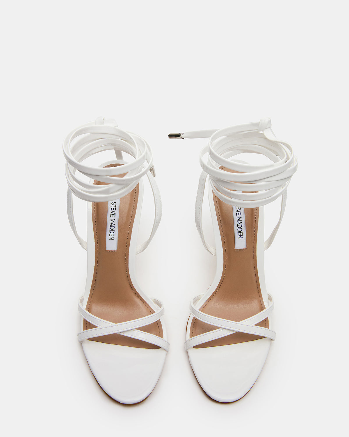 NERI White Patent Strappy Stiletto Round-Toe Women's Heel - Steve Madden
