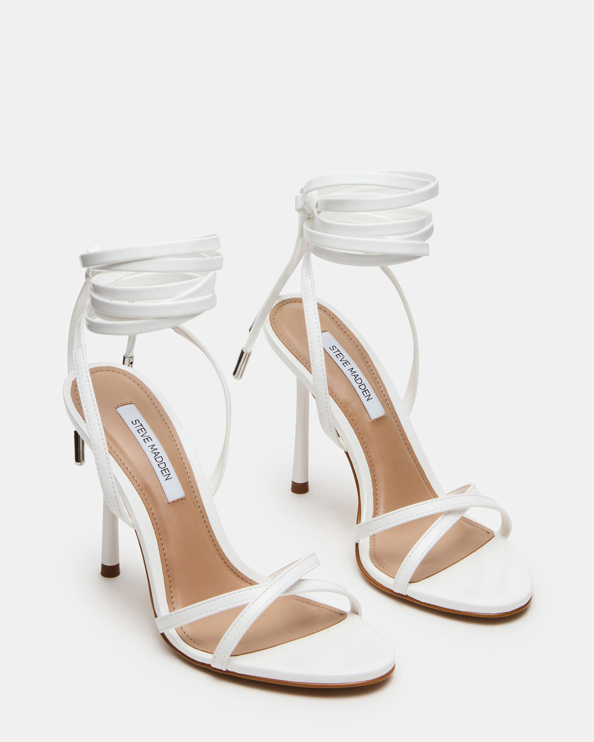 NERI White Patent Strappy Stiletto Round-Toe Women's Heel - Steve Madden