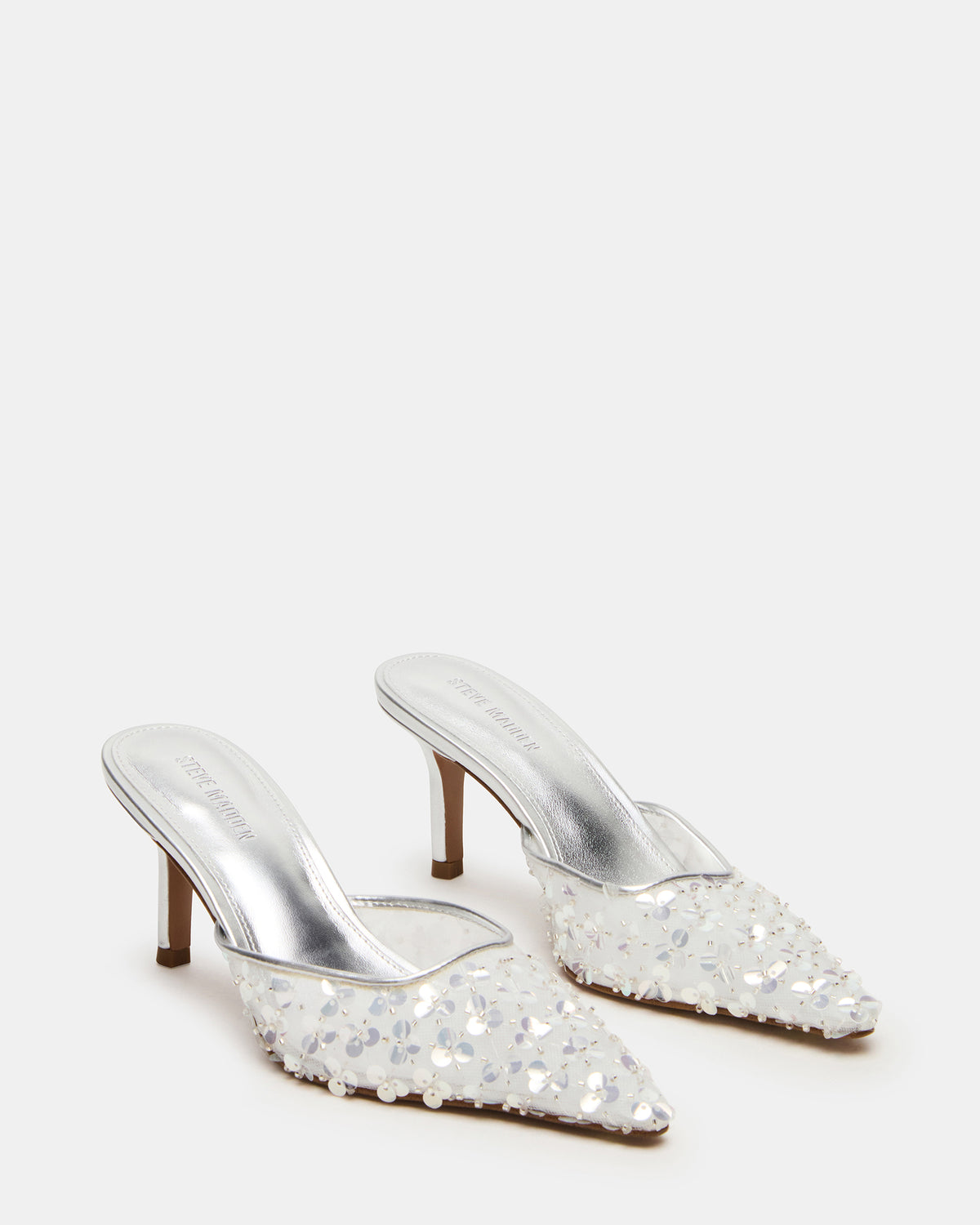 ALEXI Sequin Silver Pointed-Toe Mule Women's Heel - Steve Madden