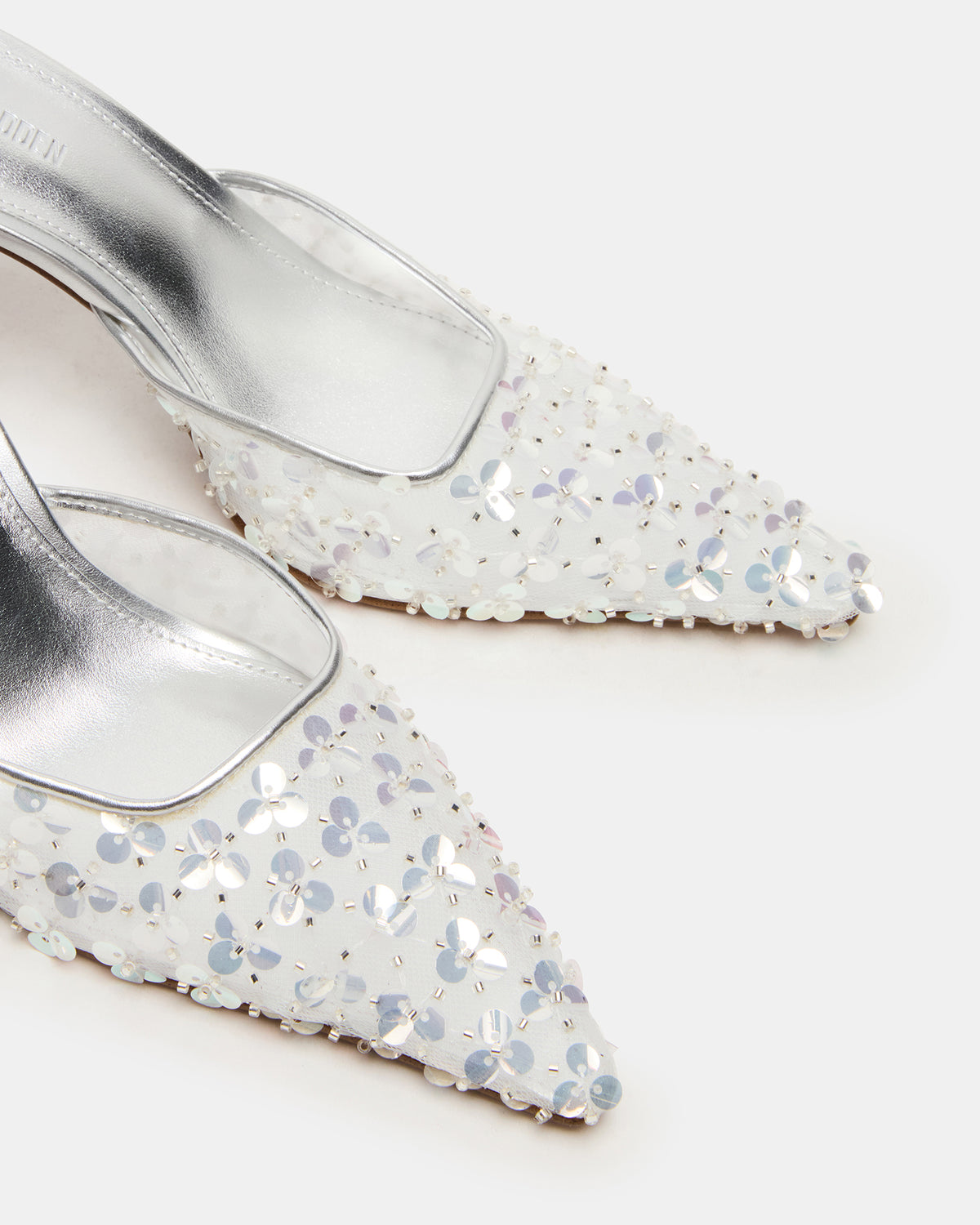 ALEXI Sequin Silver Pointed-Toe Mule Women's Heel - Steve Madden