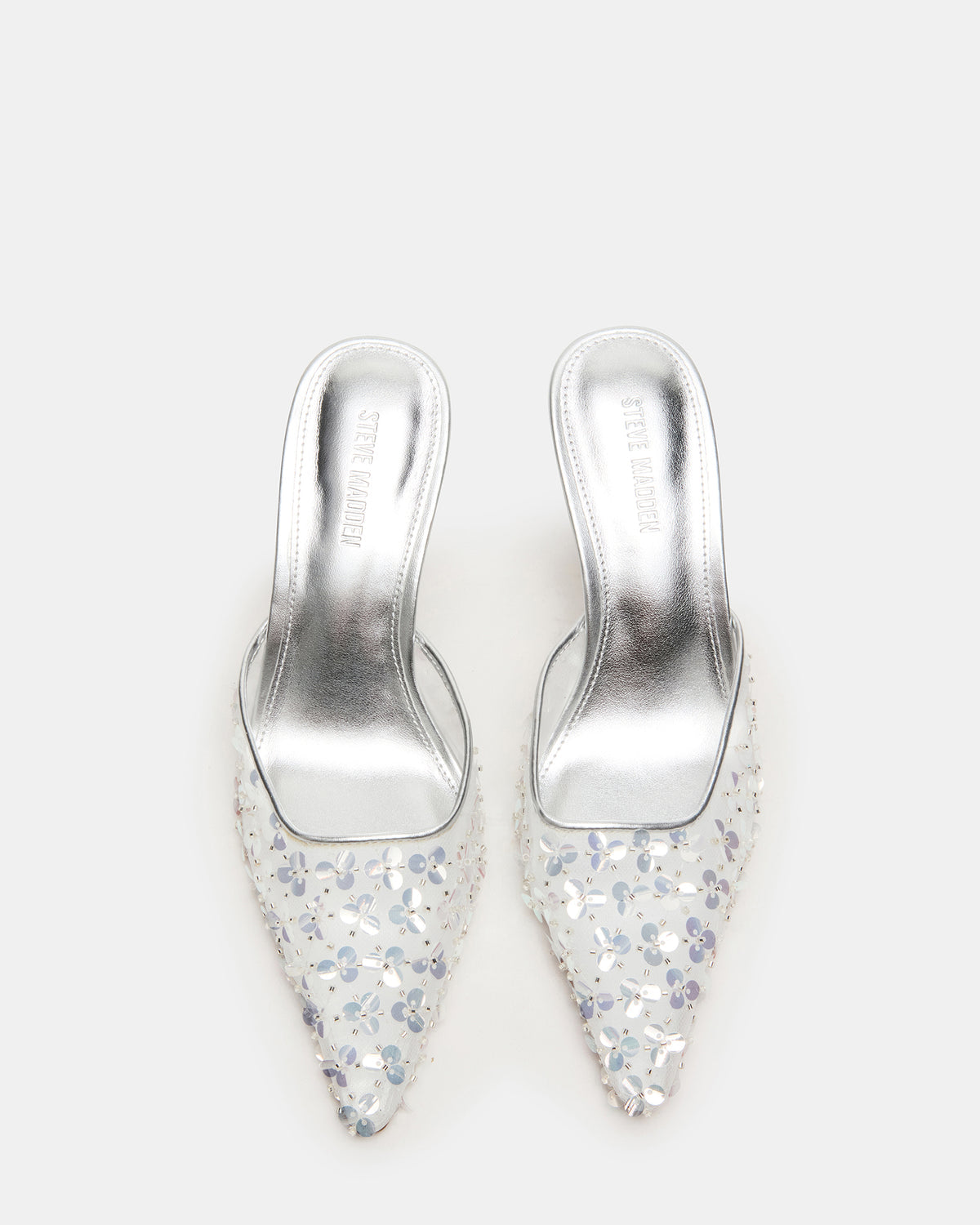 ALEXI Sequin Silver Pointed-Toe Mule Women's Heel - Steve Madden