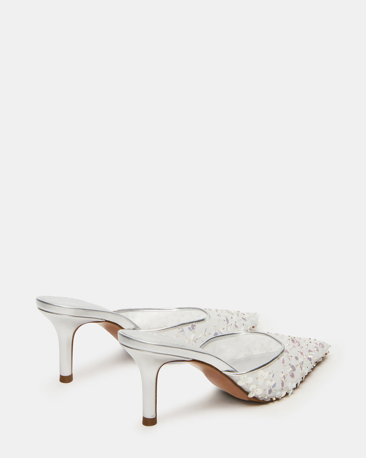 ALEXI Sequin Silver Pointed-Toe Mule Women's Heel - Steve Madden