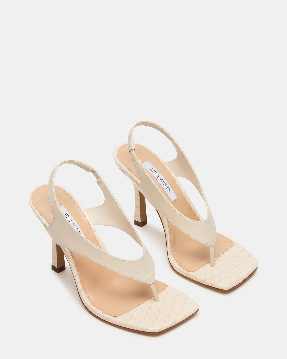 IMPROV Bone Leather Square-Toe Thong Slingback Women's Heel - Steve Madden