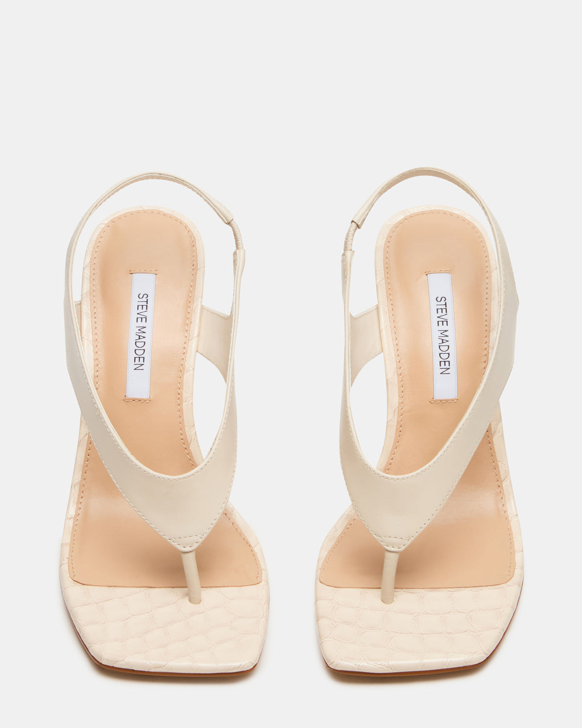 IMPROV Bone Leather Square-Toe Thong Slingback Women's Heel - Steve Madden