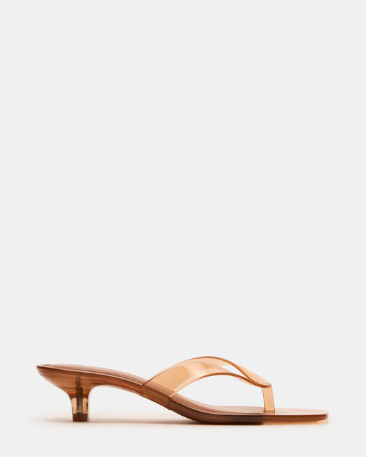 TRACIE Jelly Tan Thong Strap Women's Kitten Heel - Steve Madden