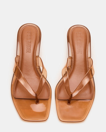 TRACIE Jelly Tan Thong Strap Women's Kitten Heel - Steve Madden