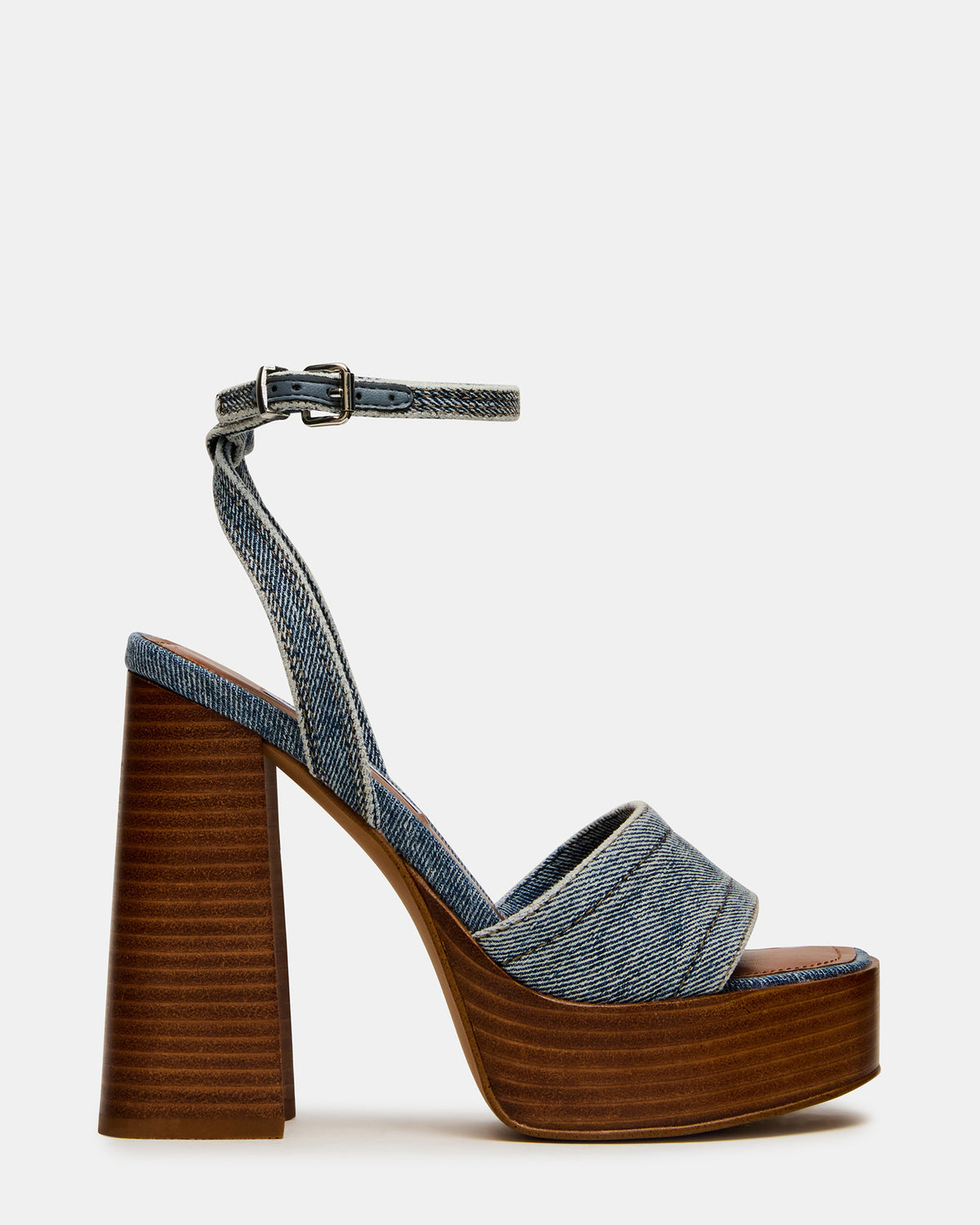 FLORIA Denim Square-Toe Block Heel Platform Women's Heel - Steve Madden