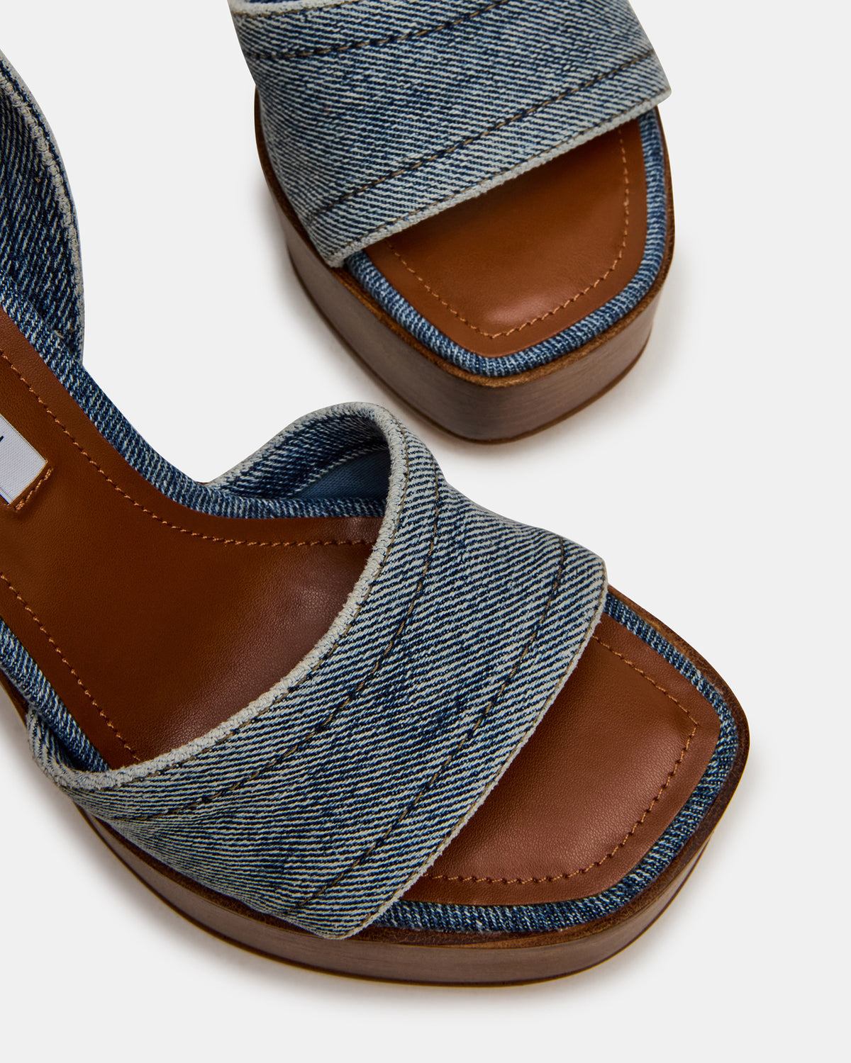 FLORIA Denim Square-Toe Block Heel Platform Women's Heel - Steve Madden