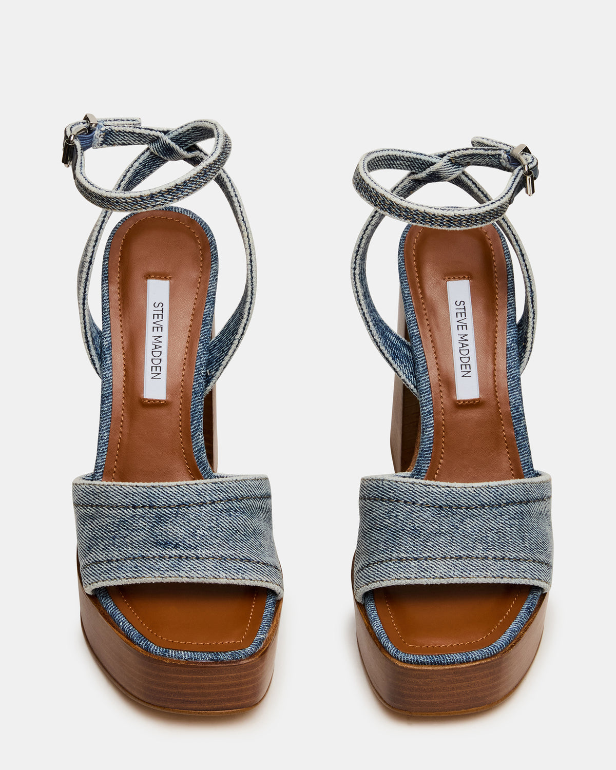 FLORIA Denim Square-Toe Block Heel Platform Women's Heel - Steve Madden