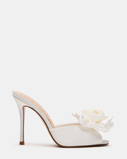 PRIYA Flower Ivory Satin Mule Women's Heel - Steve Madden