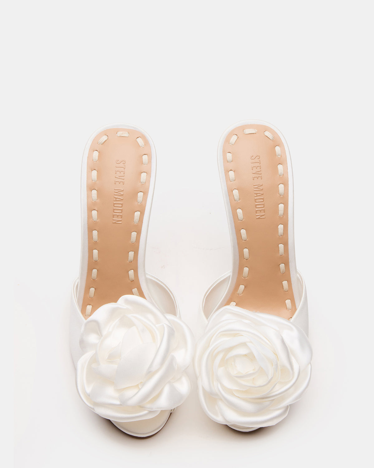 PRIYA Flower Ivory Satin Mule Women's Heel - Steve Madden