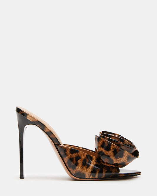 AFFINITY Leopard Patent Women's Multi Pointed-Toe Stiletto Mule Heel - Steve Madden