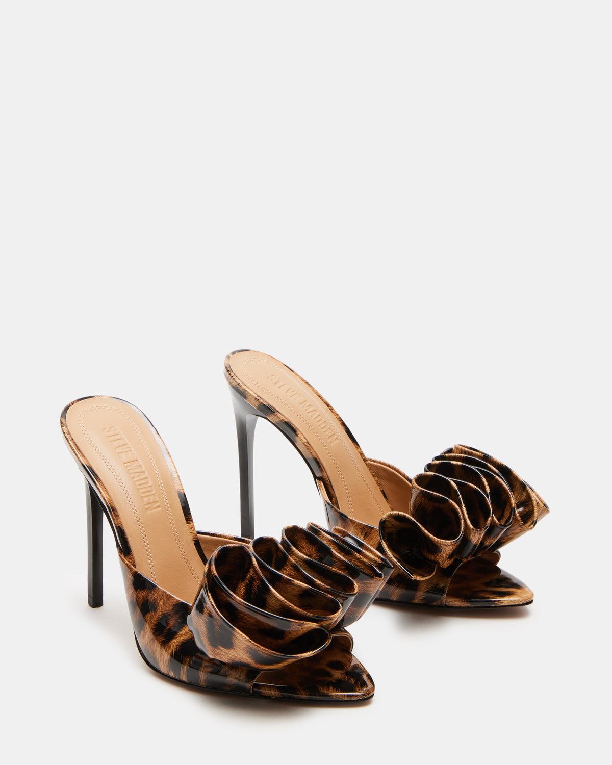 AFFINITY Leopard Patent Women's Multi Pointed-Toe Stiletto Mule Heel - Steve Madden