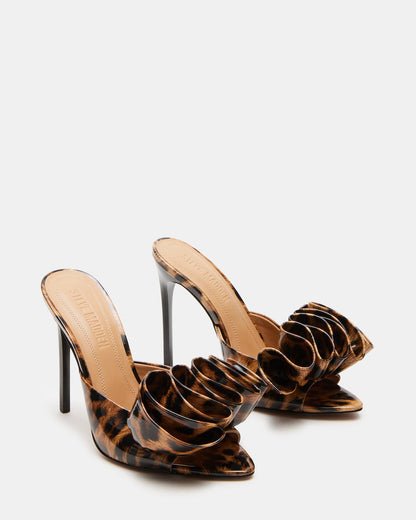 AFFINITY Leopard Patent Women's Multi Pointed-Toe Stiletto Mule Heel - Steve Madden