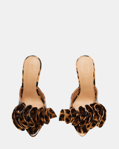 AFFINITY Leopard Patent Women's Multi Pointed-Toe Stiletto Mule Heel - Steve Madden
