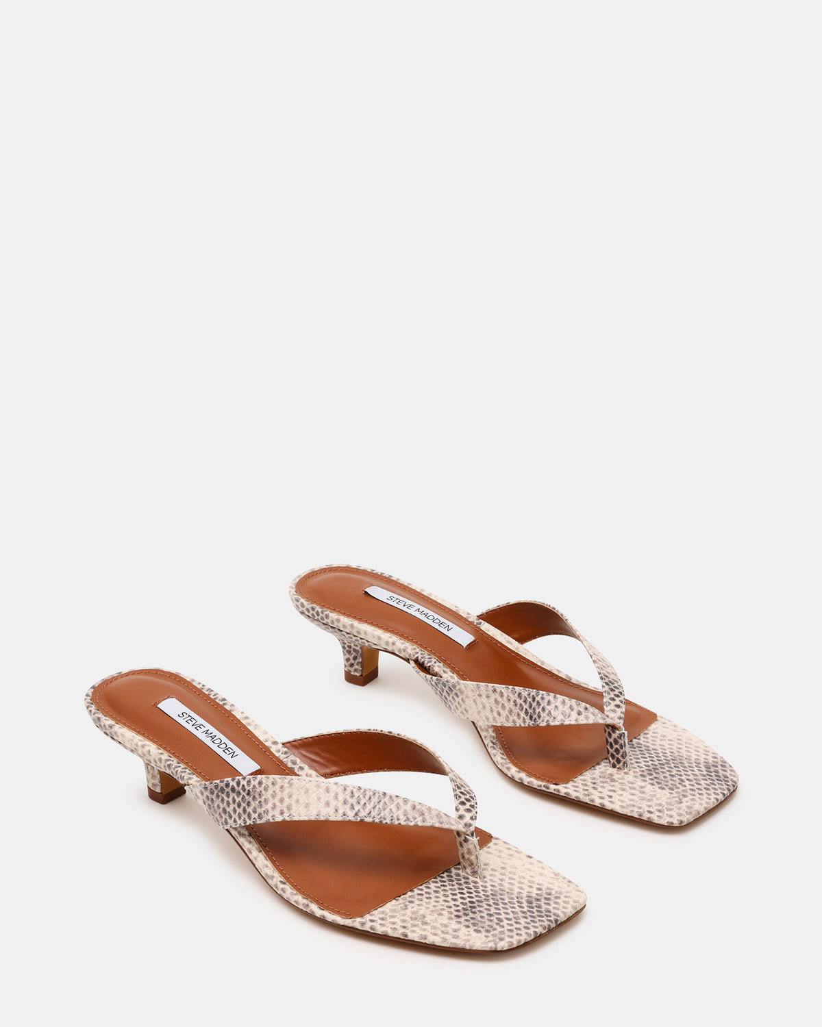 TRACIE Natural Snake Thong Strap Women's Kitten Heel - Steve Madden