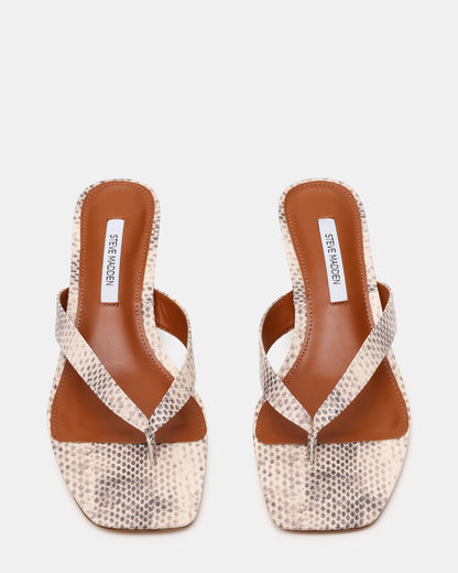 TRACIE Natural Snake Thong Strap Women's Kitten Heel - Steve Madden