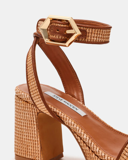 ELIDA Raffia Ankle Strap Platform Women's Block Heel - Steve Madden
