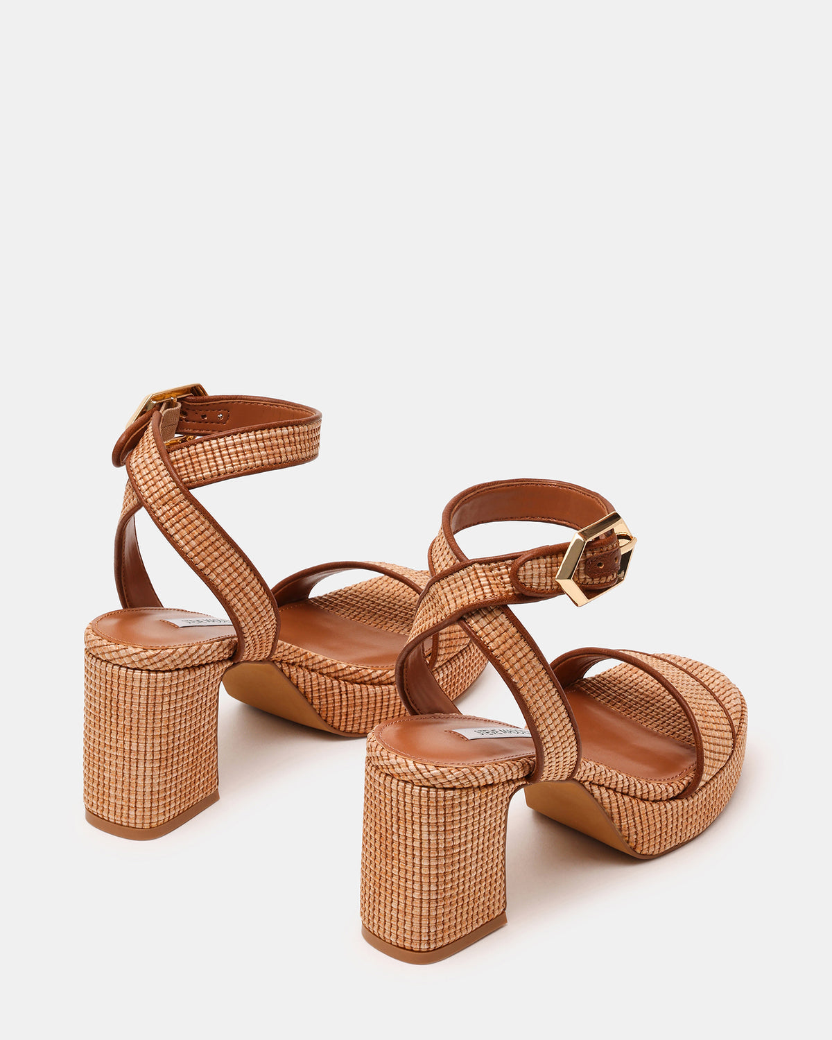 ELIDA Raffia Ankle Strap Platform Women's Block Heel - Steve Madden