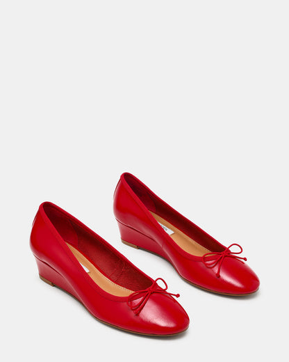KLUTZY Red Patent Ballet Wedge Bow Round-Toe Women's Heel - Steve Madden