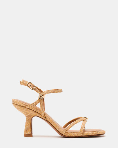 POSY Raffia Gold-Detail Strappy Square-Toe Women's Heel - Steve Madden