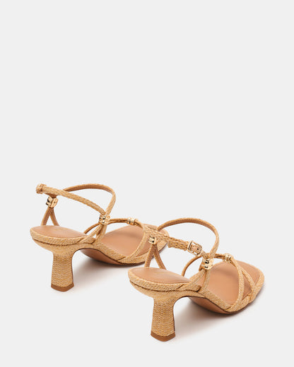 POSY Raffia Gold-Detail Strappy Square-Toe Women's Heel - Steve Madden