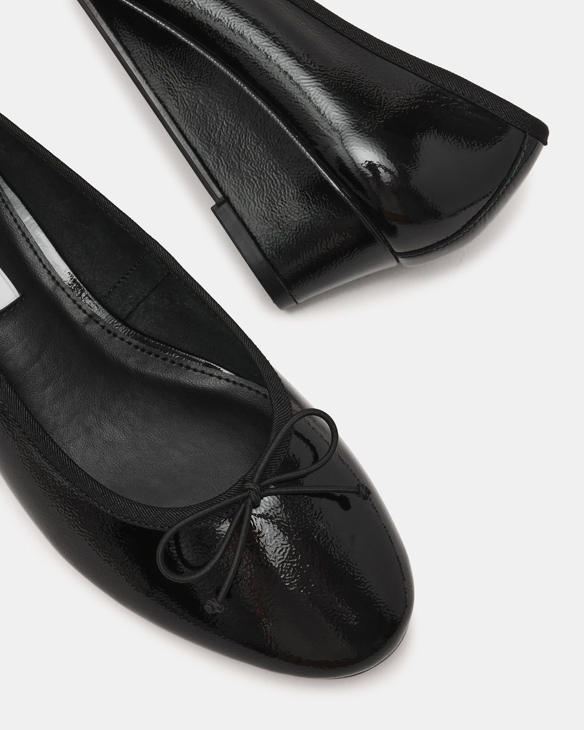 KLUTZY Black Patent Ballet Wedge Bow Round-Toe Women's Heel - Steve Madden
