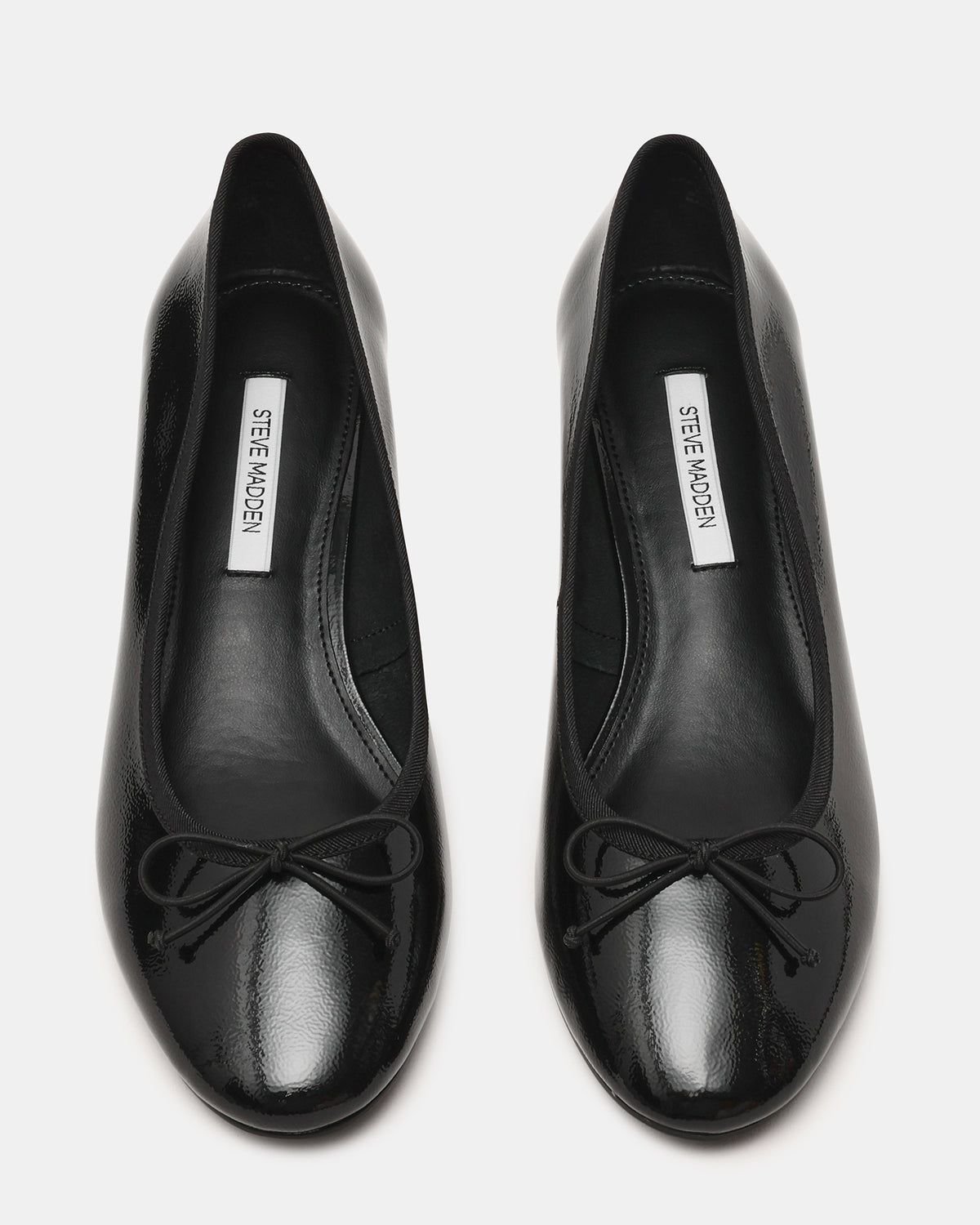 KLUTZY Black Patent Ballet Wedge Bow Round-Toe Women's Heel - Steve Madden