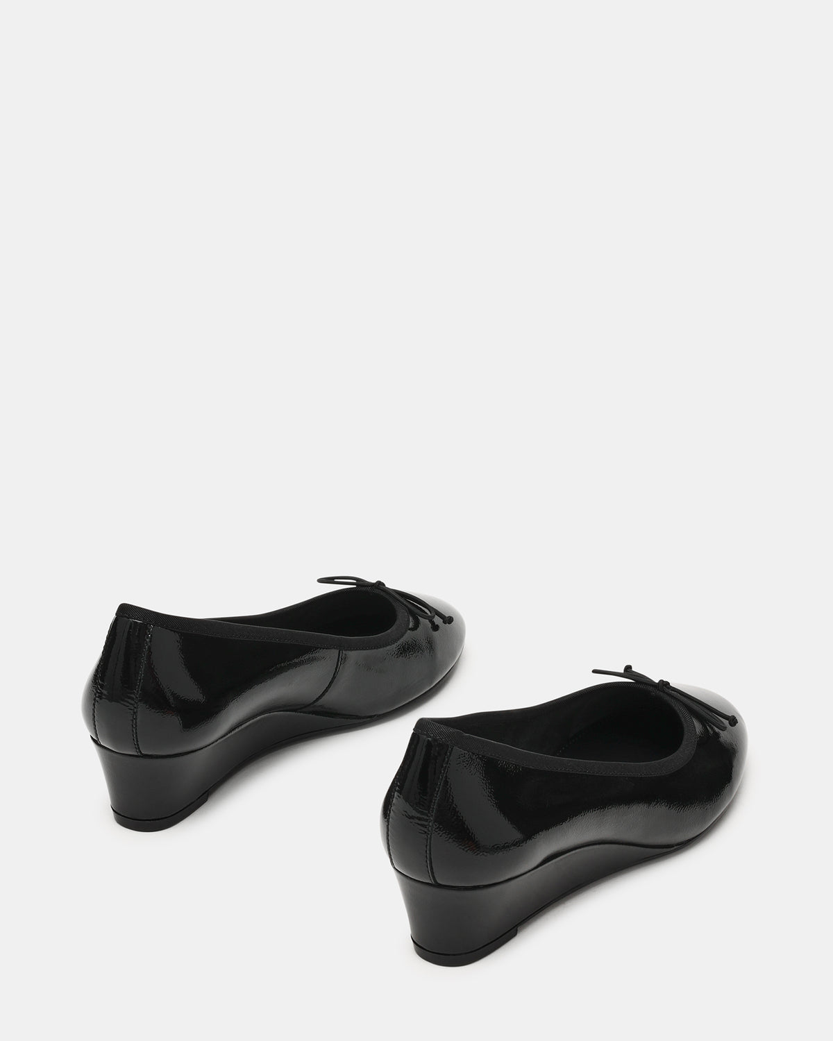 KLUTZY Black Patent Ballet Wedge Bow Round-Toe Women's Heel - Steve Madden