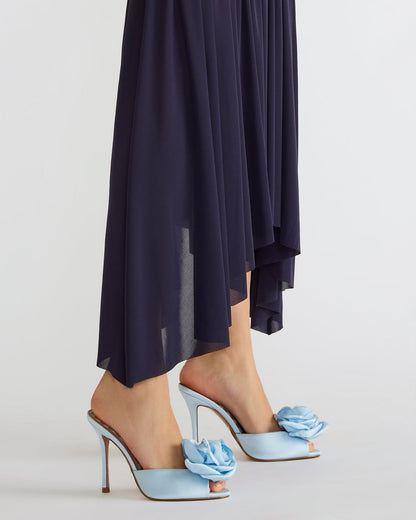 PRIYA Flower Blue Satin Mule Women's Heel - Steve Madden