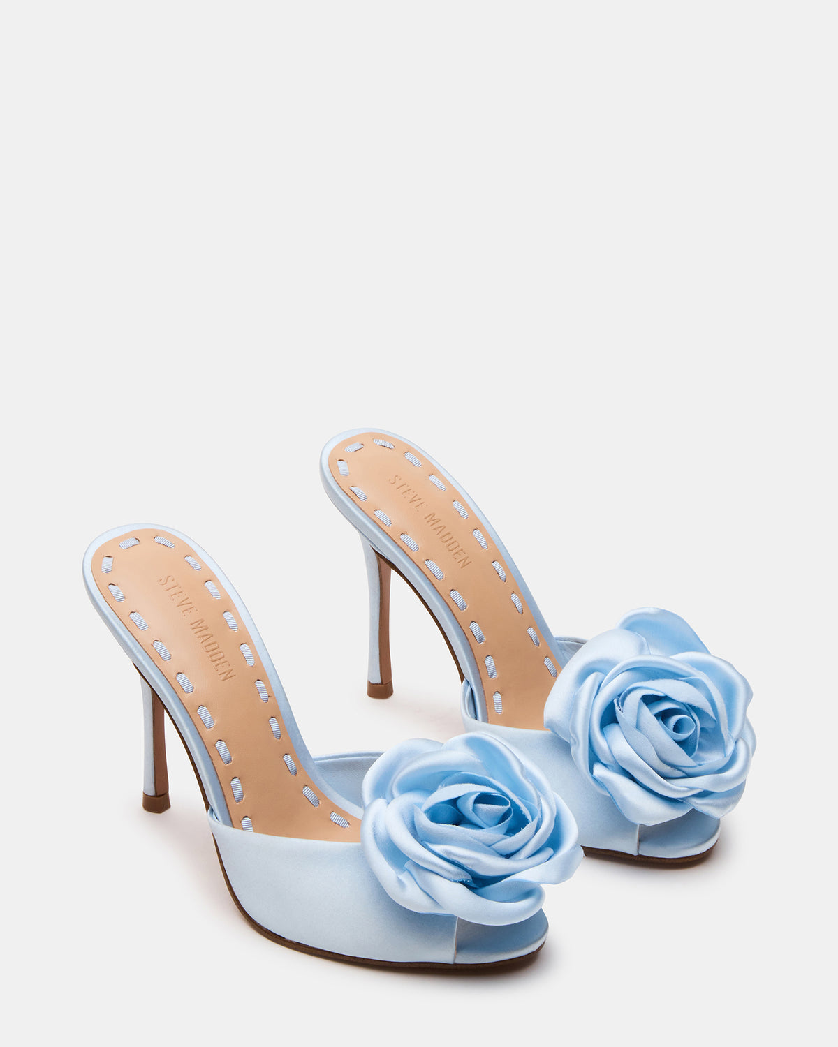 PRIYA Flower Blue Satin Mule Women's Heel - Steve Madden