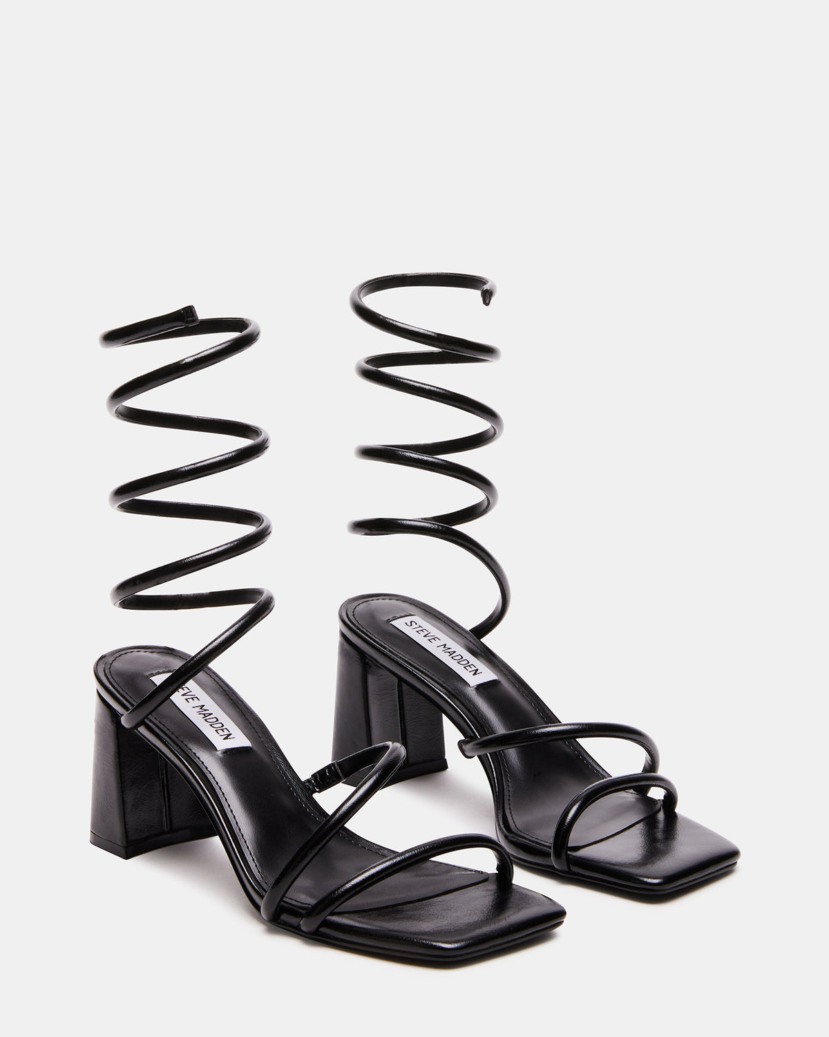 LOPEZ Black Women's Square Toe Strappy Heel - Steve Madden