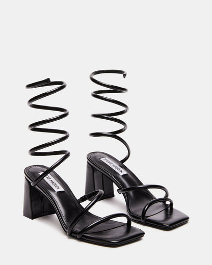 LOPEZ Black Women's Square Toe Strappy Heel - Steve Madden