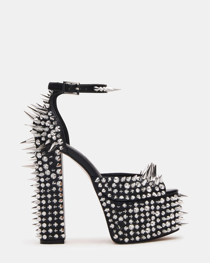 PUNK Black Platform Moto Block Heel Women's Heel - Steve Madden